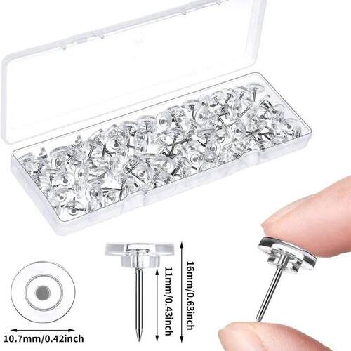 50pcs/box Transparent Push Pins Thumb Tacks Thumbtack Map Co