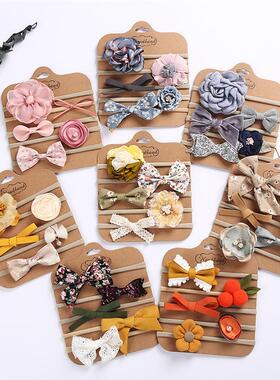 5Pcs/Set Baby Girl Headbands Newborn Bows Elastic Hair Bands