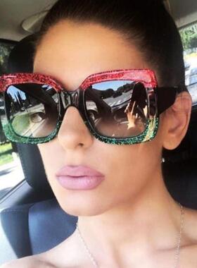Oversized Square Sunglasses Women Brand Designer Clear Lense