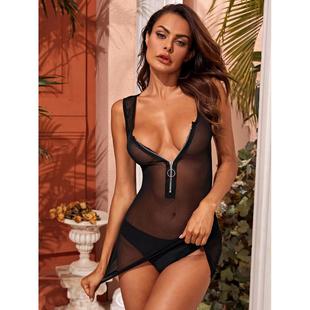 Fun Lingerie Women's Sexy Mesh Sleeping Dress Set