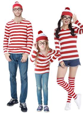S-XXL Parent-Child Cartoon Where is Wally Waldo Costume Wald