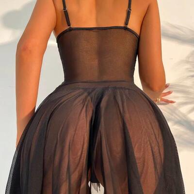 Sexy Crotchless Black Lingerie Women Lace Hollow Bra Set Ero