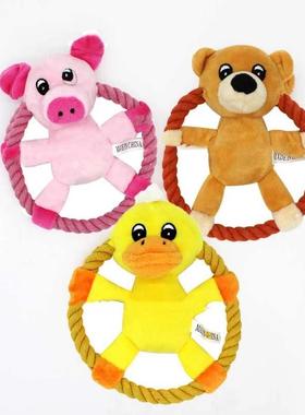 Cotton Rope Pets Dog Throw Toys Cartoon Duck Pig Shaped Smal