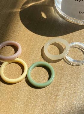 girl rings female Resin simple ring 彩色树脂简约戒指指环女