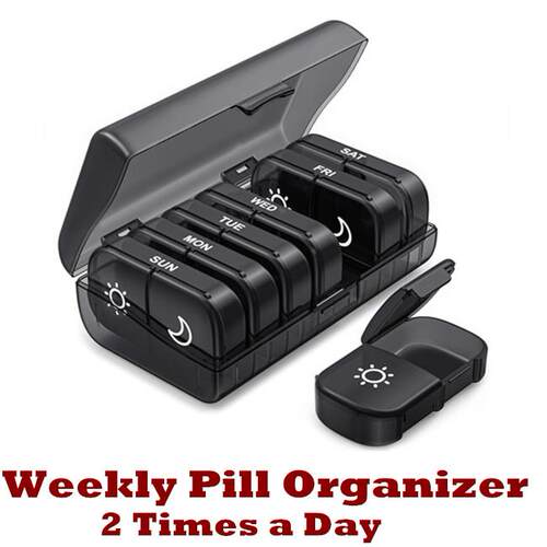Weekly Pill Organizer AM PM Pill Case for Medication Box