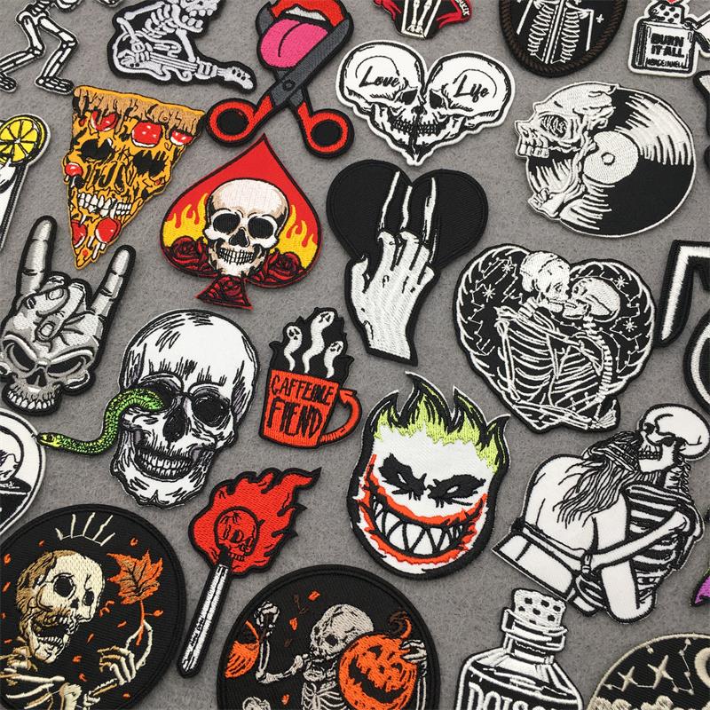 Hippe Punk Patches Embroidered Patches for Clothing Skull Gh