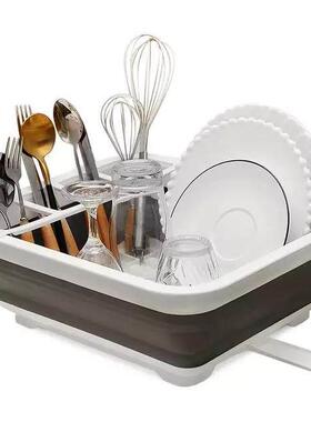Foldable Dish Rack Drainer Portable Dry Dinnerware Organizer