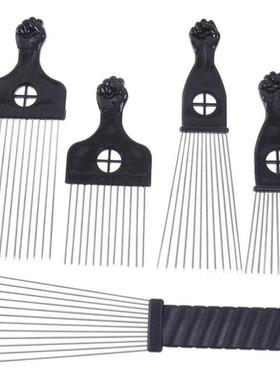 Black Fist Afro Metal Comb African Hair Pik Comb Brush Salon