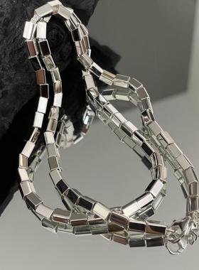 smooth square tube slub chain necklace women