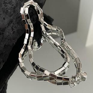 smooth square tube slub chain necklace women