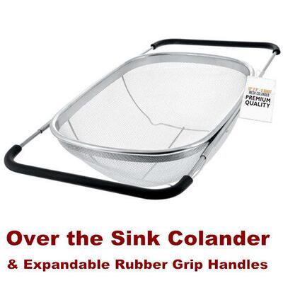 Over Sink Colander Strainer Basket Drain Rinse Vegetables