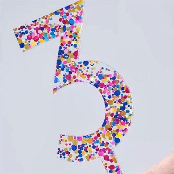 Sweet Acrylic Numbers Cake Topper Colorful Glitter Number