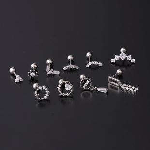 Stainless steel piercing screw screw ball ear studs