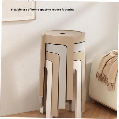 Nordic round stool plastic adult stackable high table chair