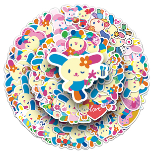 50张日系可爱卡通三丽鸥花小兔Usahana儿童贴纸diy装饰手帐本贴纸