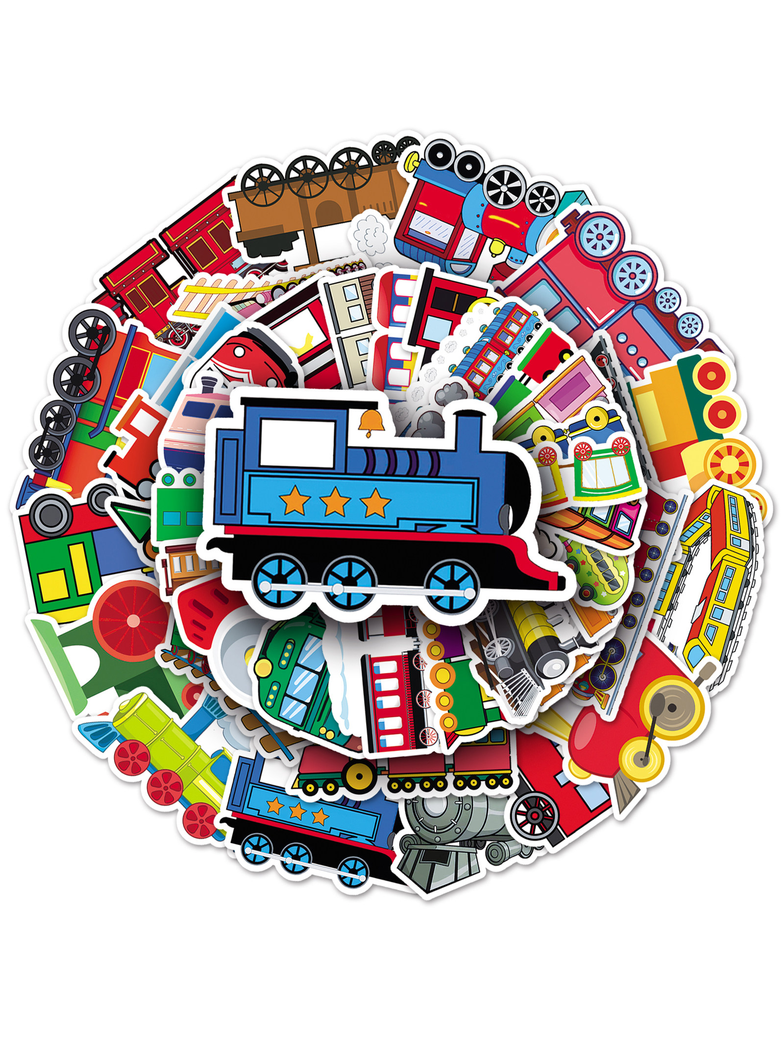 50张卡通小火车行李箱贴纸滑板车创意防水旅行箱电脑装饰贴纸笔记