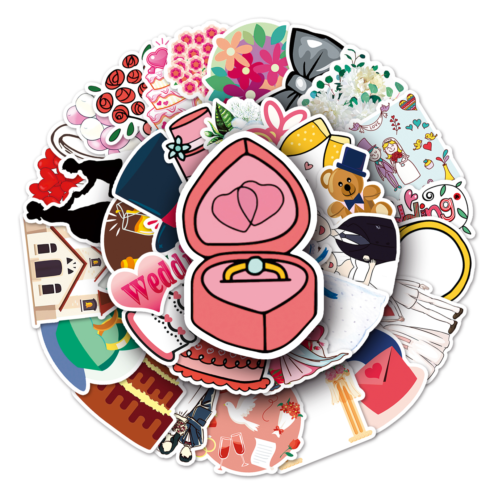 50张婚礼行李箱贴纸涂鸦防水装饰