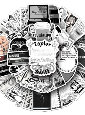 50张霉霉Reputatio贴纸泰勒专辑卡通文字涂鸦笔记本手账本DIY贴纸