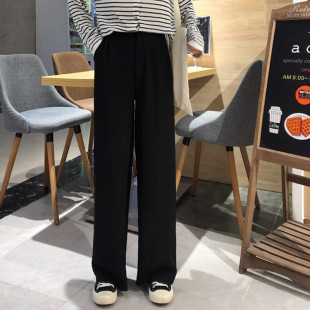 阔腿裤女秋冬新款2026韩版超火cec高腰垂感西装黑色宽松直筒长裤