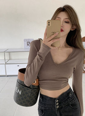 春秋季新款T恤女短款修身