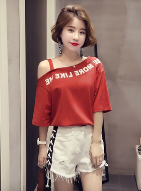 半袖短袖t恤女2026新款韩系chic上衣ulzzang百搭露肩性感打底小衫