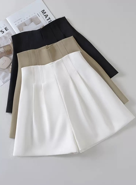 a字短裤夏季女高腰2026新款白色阔腿裤宽松显瘦卡其西装休闲裤子