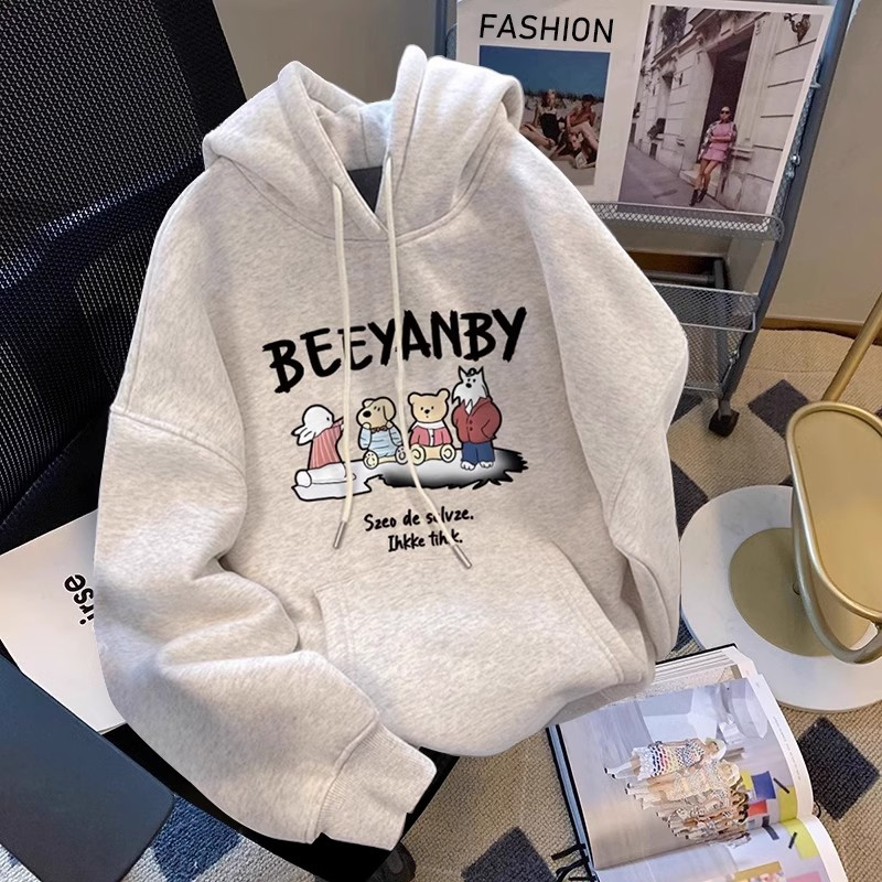 美式灰白色卫衣女春秋季oversize