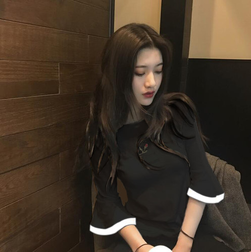 T恤韩国刺绣短袖半袖体桖衣服