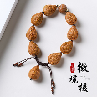 精品橄榄核手串梅林老树铁核原籽手持佛珠男女款老油核文玩手把