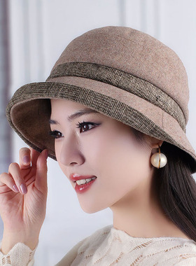盆帽逛街女秋冬卷边帽檐