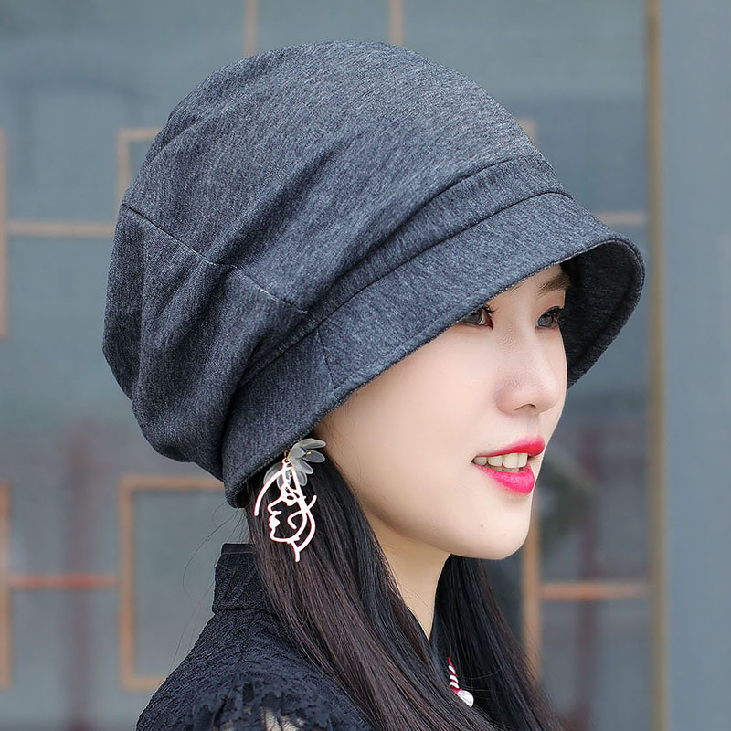 韩版时尚渔夫帽女春秋经典百搭堆堆帽护耳光头帽简约八角帽显脸小