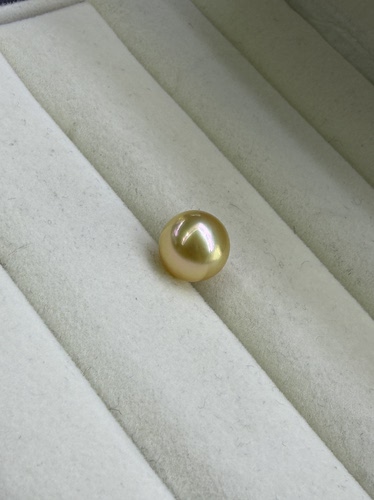 深金炫彩南洋金珠正圆10.5mm戒指吊坠手链耳饰天然海水金珍珠