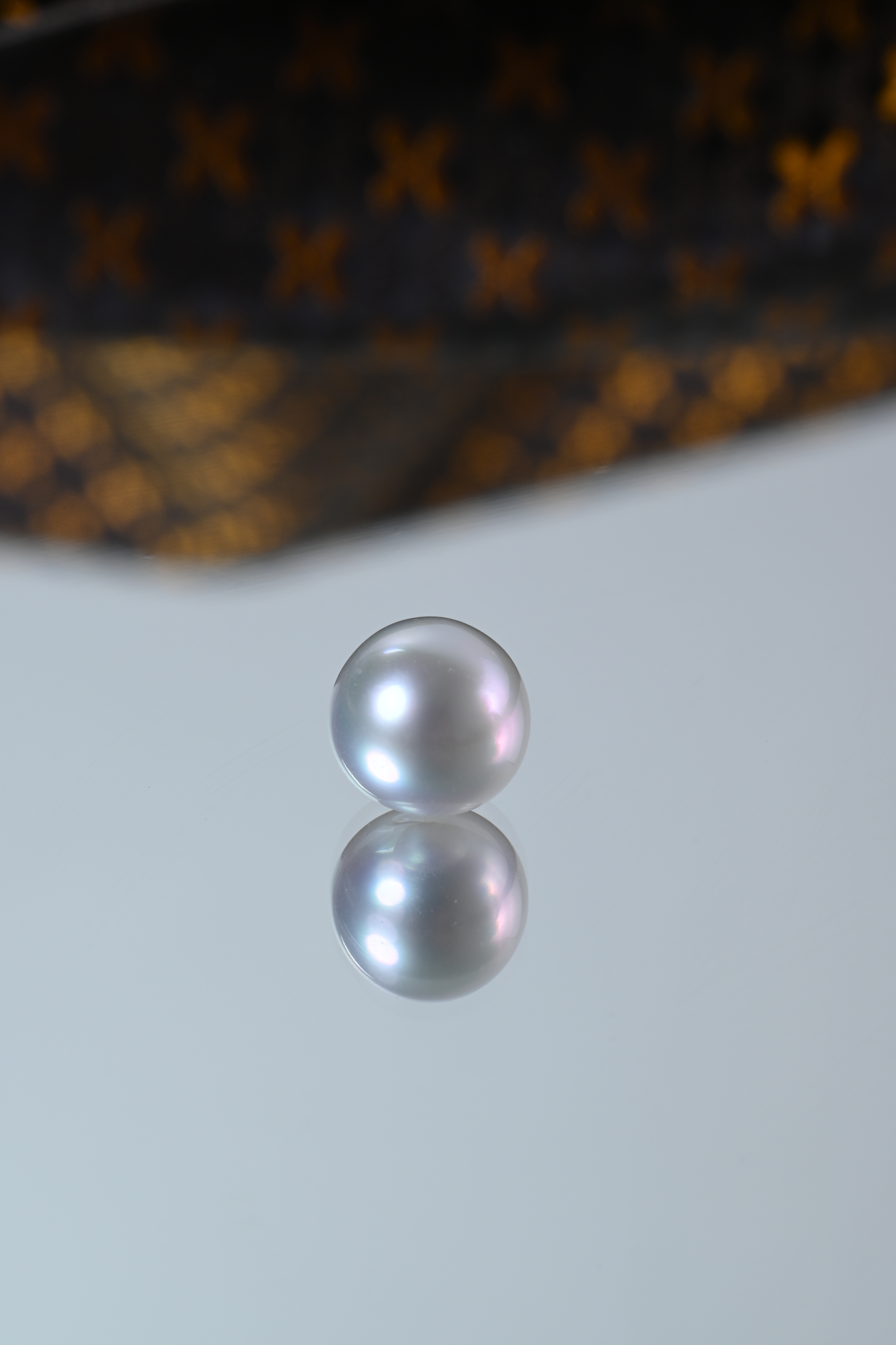 天然海水澳白珍珠9.4mm近圆单珠定制戒指双珠吊项链银蓝冷光珍珠