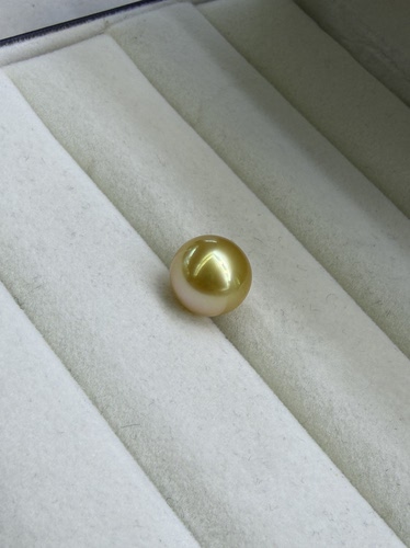 绚丽彩虹光南洋金珠11.9mm正圆单珠戒指吊坠天然海水金珍珠