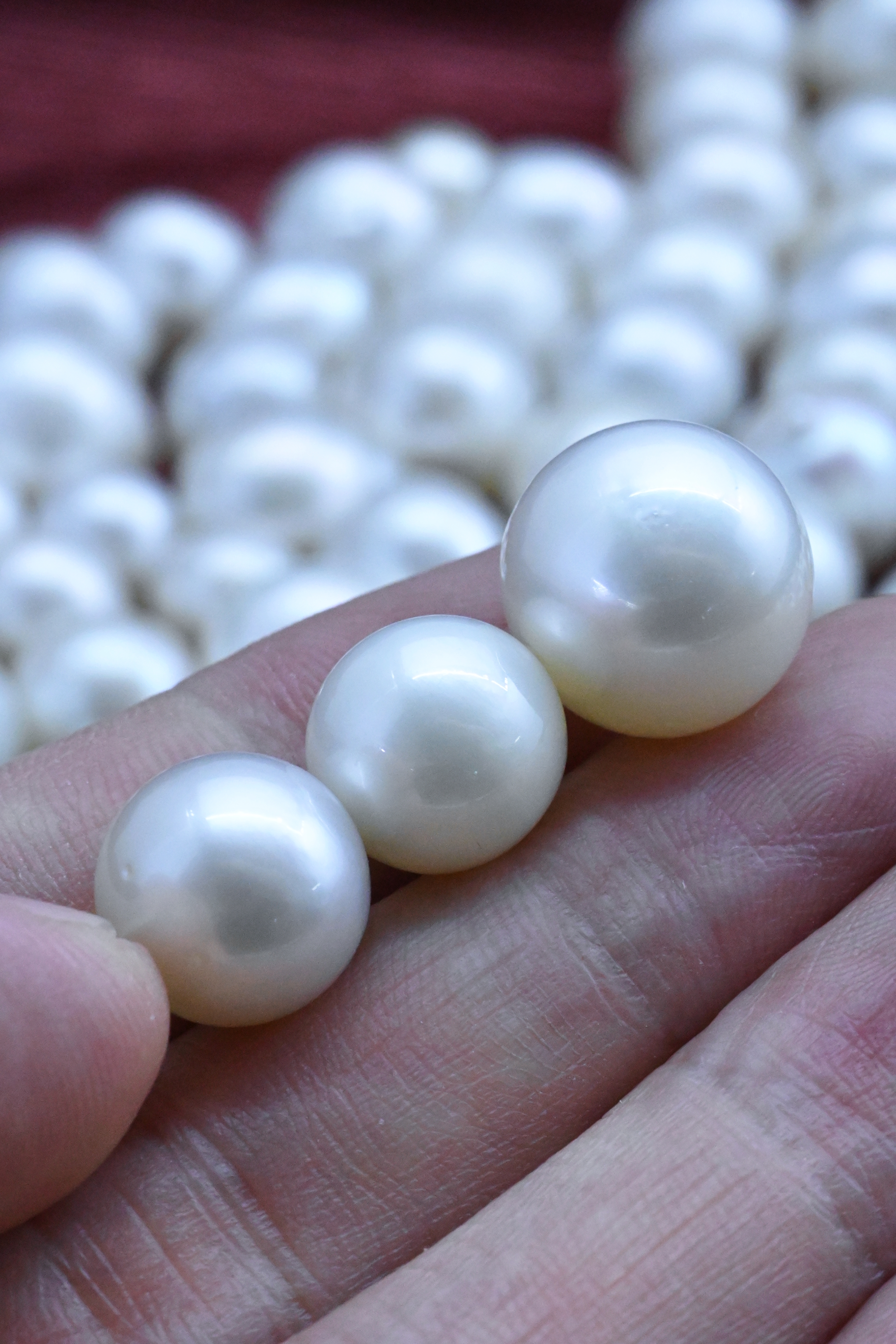 澳白珍珠正圆丝绸光镜面光银蓝银白支持定制款式珍珠天然海水珍珠