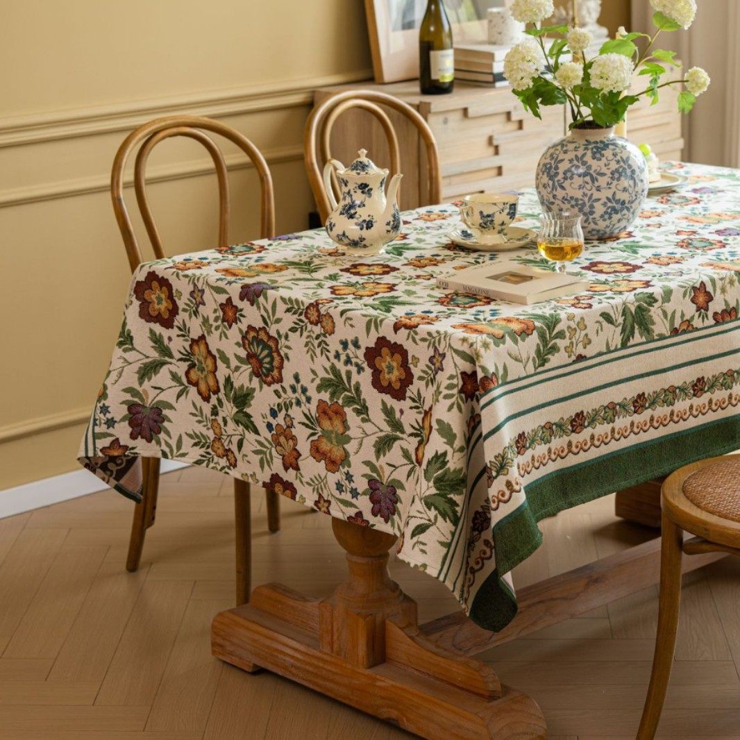 美式桌布提花布艺茶几桌布高级氛围感复古花卉田园长方形餐桌台布,居家布艺,桌布,淘宝优惠券,粉丝福利购,淘宝优惠卷