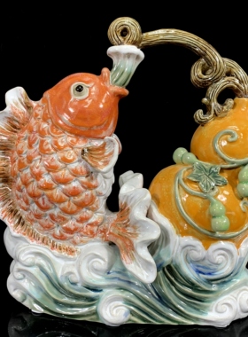 鲤鱼葫芦陶瓷摆件家居客厅玄关柜台电视柜装饰品新居乔迁开业送礼