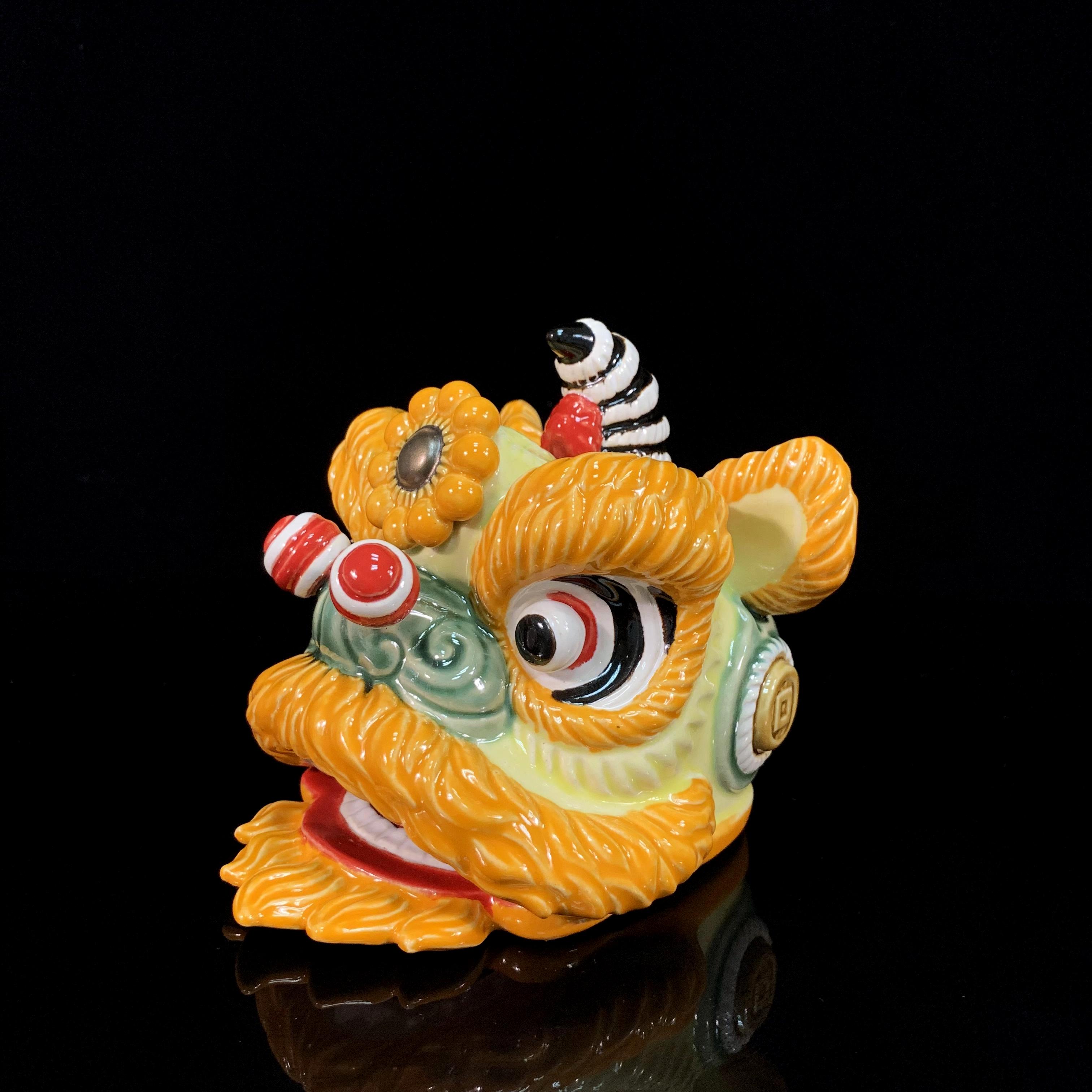 礼物开业大吉非遗醒狮摆件陶瓷图片