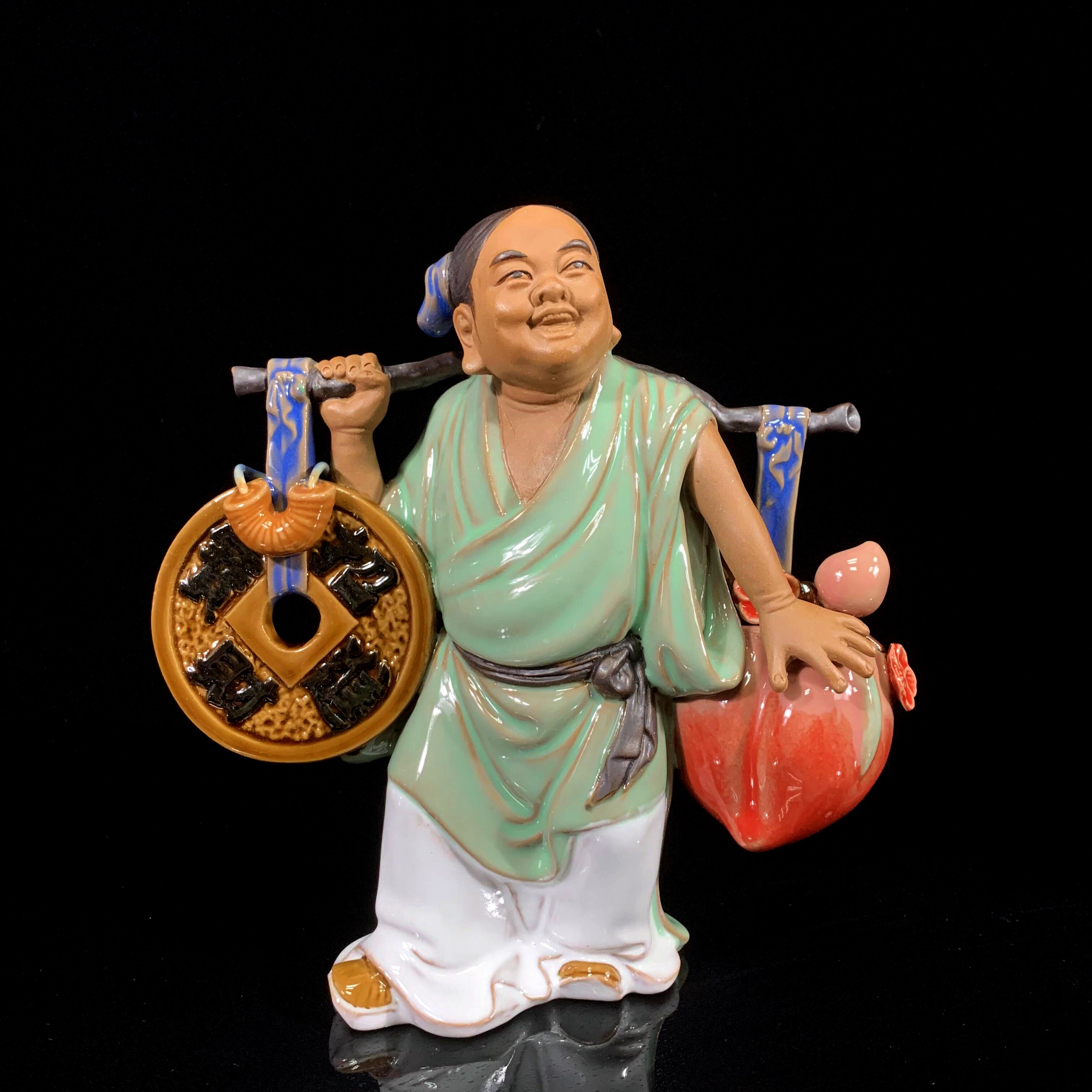 招财童子摆件陶瓷小财神装饰品