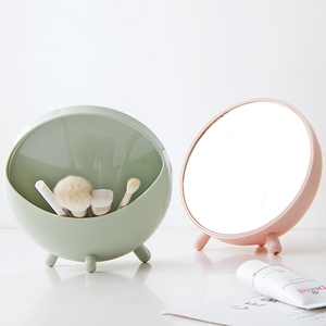 桌面便携化妆镜带储物盒