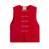 女童拜年服过年喜庆衣服 夹棉款 2026拜年儿童新年唐装 马甲男童冬季