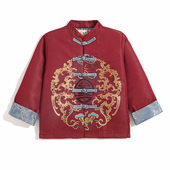 春秋 表演服儿童汉服宝宝周岁礼服男童唐装 高端提花新中式 国风童装