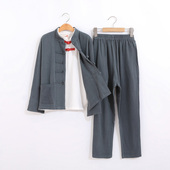 民族服装 宝宝复古帅气套装 儿童汉服男孩中国风棉麻男童唐装 春秋款