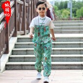 潮童短袖 饭团记夏季 中式 男童套装 复古改良汉服民族风 棉麻儿童唐装
