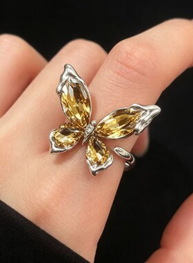 铜合金仿水晶蝴蝶镶钻可调女戒
