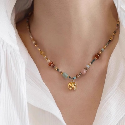 钛钢多巴胺彩色串珠小象