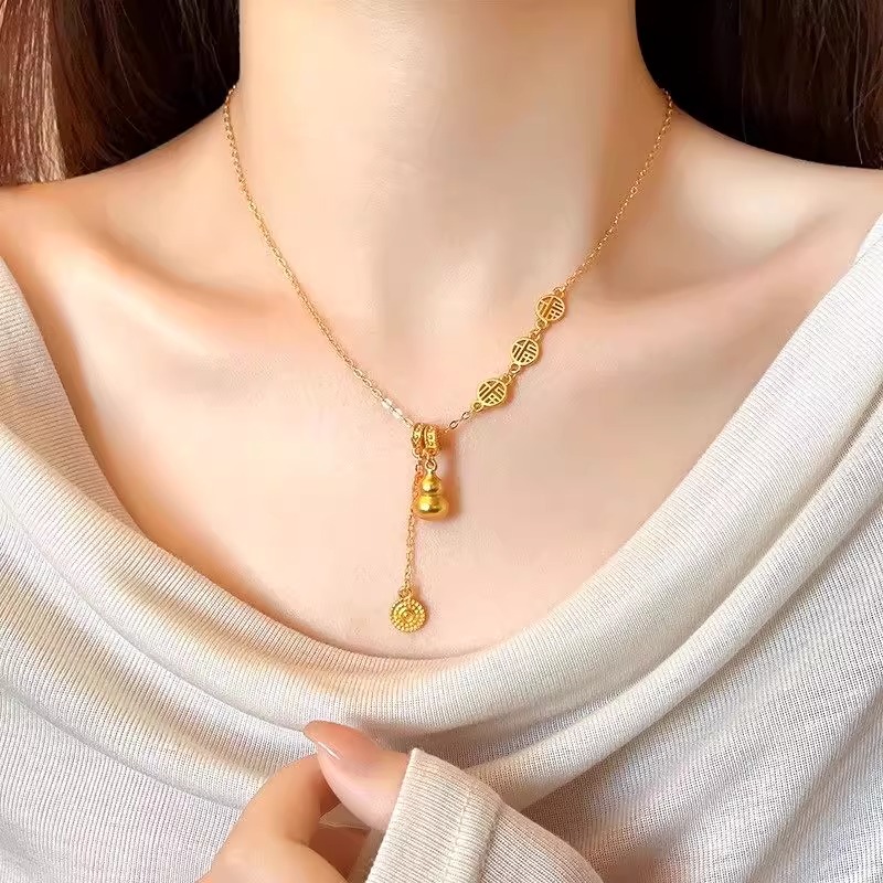 金色福字葫芦项链女2025新款