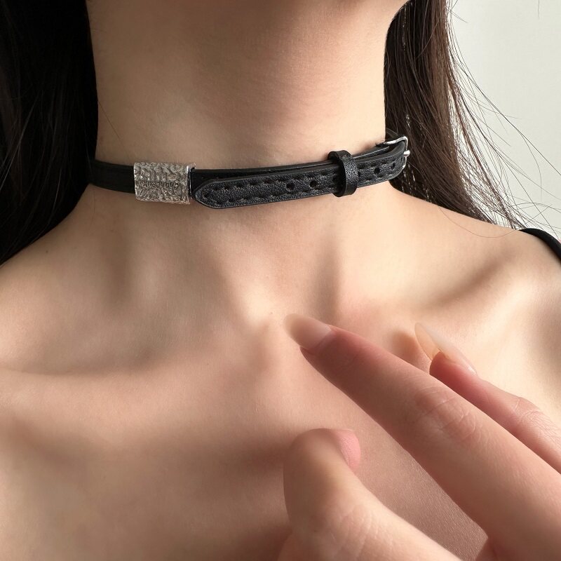 陶姝娜同款项链choker甜妹黑皮绳项圈女颈带2025新款甜酷百搭颈链