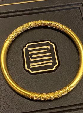 越南沙金5mm古法传承手镯 女士磨砂素圈实心合金镀金手镯货源