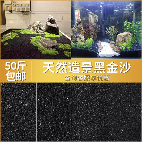 黑色造景鱼缸沙水草石英砂